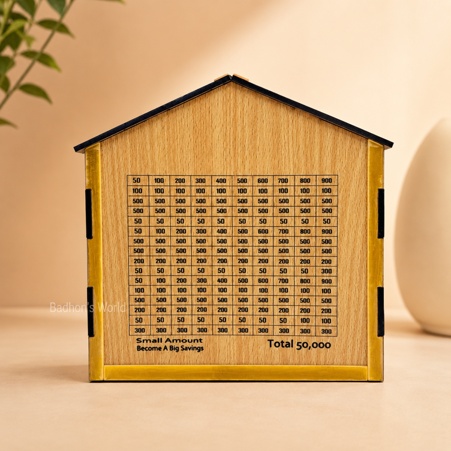 Wooden Savings Challenge Box – Total 50,000
