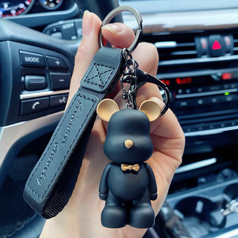 Cute Cartoon Key Ring Charm Popobe Bear Resin Car Key Ring Mobile Phone Accessories Gift