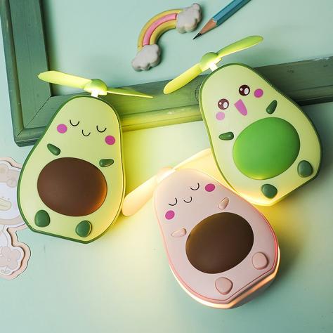 Portable Avocado Handheld Mini Air Cooler with Built-in Mirror and USB Charging