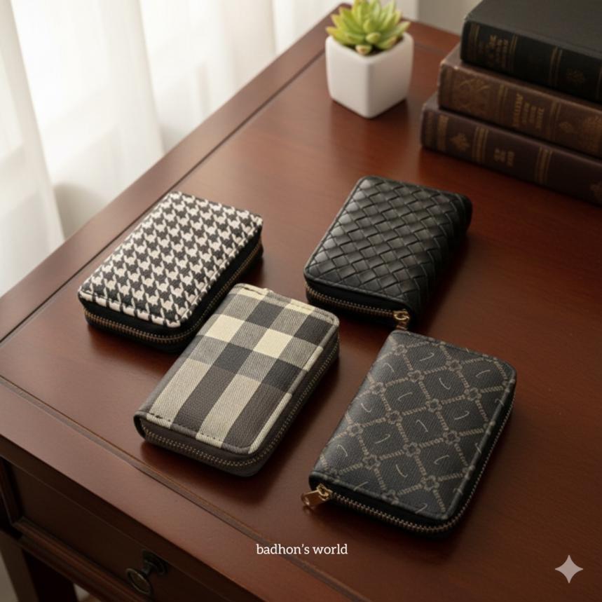 Premium Chain Closure Mini Wallet (Check Pattern) W0437