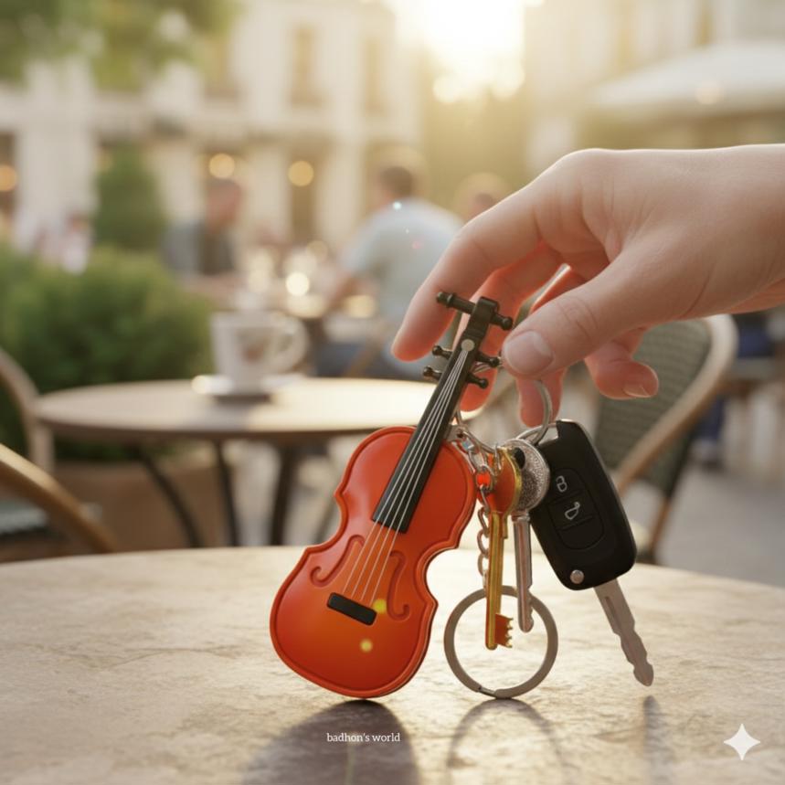 Violin-shaped novelty key Ring Lighter R0189